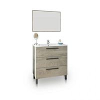 mueble de bano con espejo sense 3 cajones roble alaska 80 x 86 x 45 cm