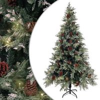 arbol de navidad con luces y pinas pvc pe verde y blanco 195 cm vidaxl