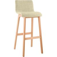 taburete de bar hover de tela con base de cuatro patas en color natura crema 46x41x102 cm clp