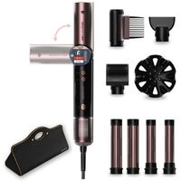 cepillo de aire moldeador multifuncion - 8 accesorios y mango flexible airglisse 8in1 flex black 1400w 110000rpm cecotec