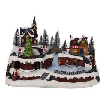 Wellhome Escena De Navidad Con Luces Led Y Música – 41x26x27 Cm