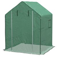 outsunny cubierta de repuesto de invernadero 140x143x190 cm con ventana puerta con cremallera anti-uv proteccion de plantas verde   aosom espana