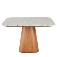 mesa de comedor cuadrada efecto terrazo y chapa de mango 120x120 cm