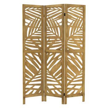 Biombo Divisorio De 3 Paneles Modelo Kyoto De Madera Natural 170x121cm