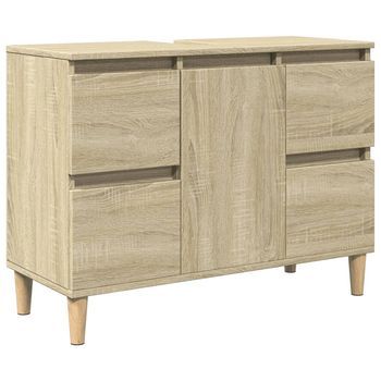 Armario De Lavabo | Mueble De Lavabo Madera Contrachapada Roble Sonoma 80x33x60 Cm
