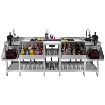 Estación De Coctelería Doble Compacta Bar De Hacer Cócteles De Acero Inoxidable