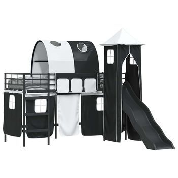 Cama Litera Para Niños Liso Negro 75 X 190 Cm Metal Vidaxl