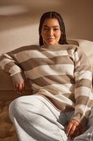 yours jersey de punto de gruesas rayas marrones mujer curvy y tallas grandes yours