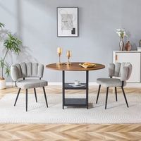 conjunto de mesa y sillas - comedor - mdf metal y tela - nogal y gris 107x107x75cm