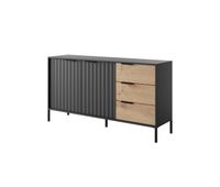 cajonera rave con un estilo moderno mide 82x154x40 cm y tiene 4 estantes 2 puertas y 3 cajones