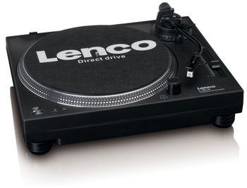 Lenco L-3818 Tocadiscos con accionamiento Directo - Tocadiscos DJ - Pitch Control - 33 y 45 RPM - Preamplificador estéreo - USB - Salida RCA - Digitalización a través de PC - Negro, L-3818BK