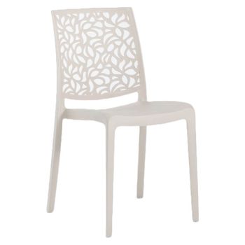 Conjunto de 6 sillas de resina para interior o exterior crema