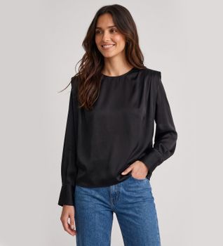 BA&SH para mujer. 1H26CADI Top satinado Cadie negro (34), Casual, Poliéster, Manga larga