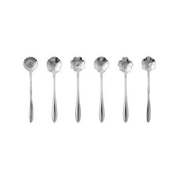 Cucharas de postre flor plateadas - set de 6
