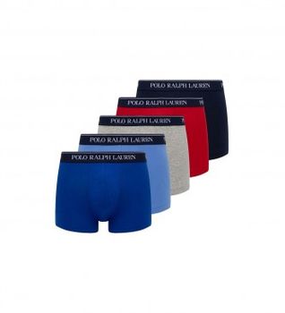 Polo Ralph Lauren para hombre. 714864292002 Pack de 5 boxers rojo, gris, azul y marino (L), Homewear, Algodón