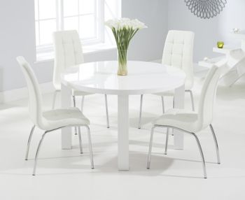 Atlanta 120cm Round White High Gloss Dining Table with Calgary Chairs