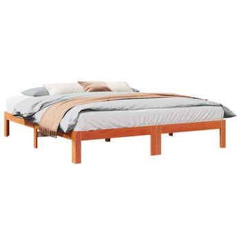 Cama Matrimonial | Cama Para Adultos | Cama Sin Colchón Madera Maciza De Pino Marrón Cera 160x200 Cm Cfw925976
