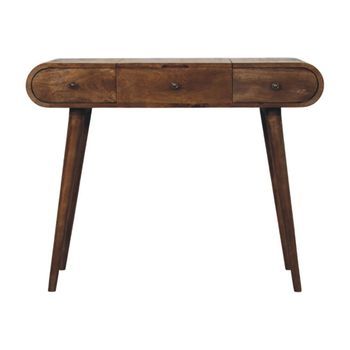 Tocador De Madera Maciza, Mueble Artesanal, Forma Curva De Castaño.