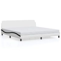estructura de cama dover cuero sintetico blanco negro 200x200 cm vidaxl
