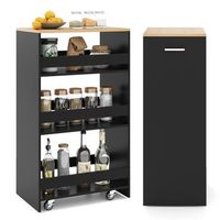 carro de almacenamiento estrecho de 4 niveles costway carrito auxiliar475x30x805negro y natural