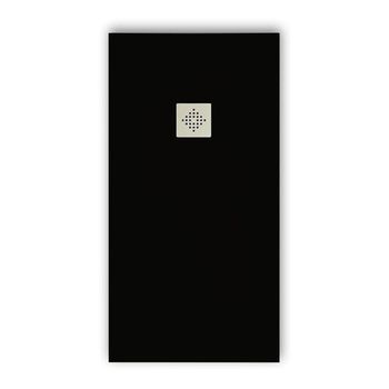 Plato De Ducha Pizarra Pure Negro  70x180 Cm Rejilla Inox