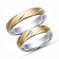 alianzas 14 quilates oro amarillo-blanco con diamante
