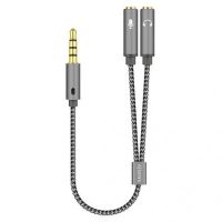 aisens cable audio jack 35mm a 2xjack 35mm machohembra 25cm gris