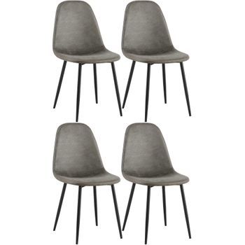 Conjunto De 4 Sillas De Comedor Napier Simil Cuero Gris Oscuro 51x44x88 Cm Clp