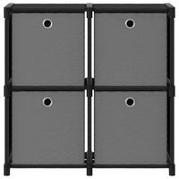 estanteria  libreria industrial  estante de 4 cubos con cajas de tela negro 69x30x725 cm
