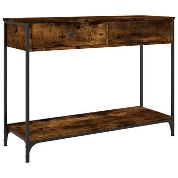 Mesa Consola | Mesa De Entrada | Mesa Auxiliar Madera Contrachapada Roble Ahumado 100x34,5x75 Cm