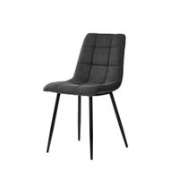 silla de comedor acolchada gris oscuro con patas negras