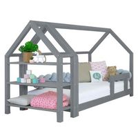 cama cabana con estante 80 x 160 gris