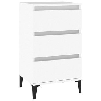 Mesita De Noche Mesilla De Noche - Madera Contrachapada Blanca 40x35x70 Cm Mc7957