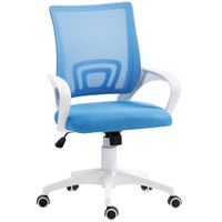 homcom silla de escritorio de malla giratoria con altura ajustable funcion de basculante y reposabrazos carga 120 kg azul claro