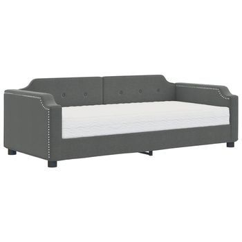 Sofá Cama | Cama Para Adulto | Sofá Convertible Con Colchón Tela Gris Oscuro 90x190 Cm