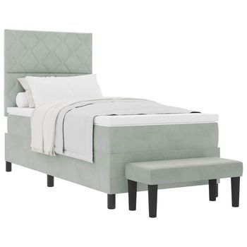 Cama Tipo Box Spring Gris Claro 190 X 90 Cm Terciopelo Vidaxl