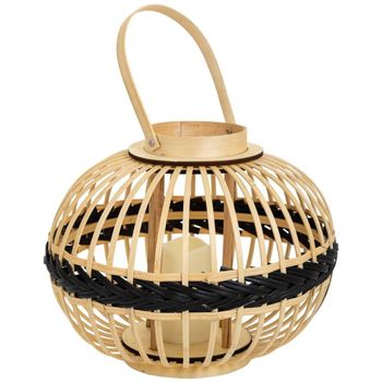 Farol portavelasde bambu marron