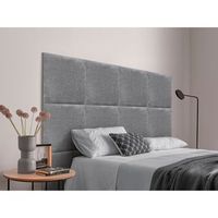dhome cabecero tapizado para camas de 190cm compuesto de paneles autoadhesivos intercambiables de lana ecologica cama lujo dormitorio acolchado gris