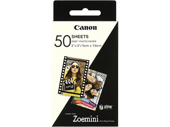 Papel fotográfico - Canon 3215C002, Para Zoemini, Adhesivo, 50 impresiones, Blanco