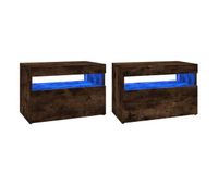 muebles de tv con luces led 2 unidades roble ahumado 60x35x40 cm