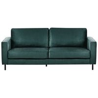 sofa moderno minimalista de terciopelo 3 plazas cojines patas de metal verde oscuro savalen