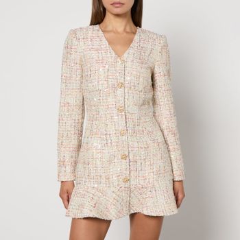 Self-Portrait Bouclé V-Neck Mini Dress - UK 6