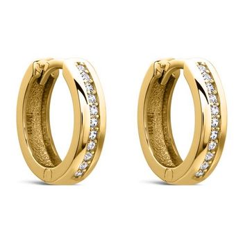 8 quilates pendientes de aro de oro amarillo con circonita