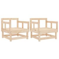 pack 2 uds sillones de jardin  silla de jardin  silla de exterior madera maciza de pino