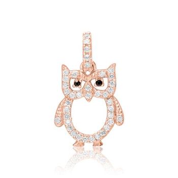 Colgante búho de plata 925 chapada en oro rosa circonita cúbica
