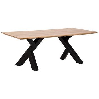 Mesa De Comedor De Madera Marrón Y Negra 200x100x76h Cm