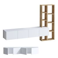 soporte de tv de madera pana - 182 x 32 x 25 cm - blanco roble