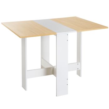 Mesa de Comedor Plegable Mesa Extensible Mesas de Cocina Roble y Blanco 103x76x73,5cm Tablero de Partículas HOMCOM   Aosom España