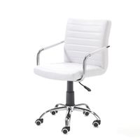 silla oficina blanca piel sintetica metal cromado 82-92x52x56