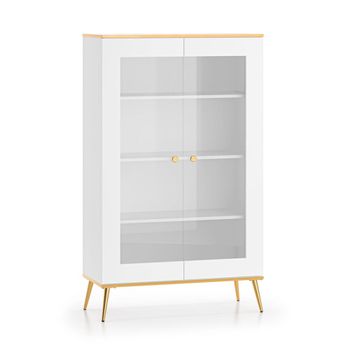 Vajillero 2 puertas y dorado fachada de mdf blanco